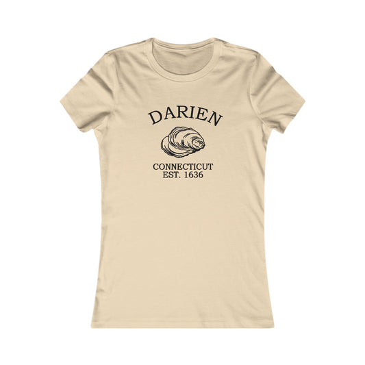 Darien Connecticut Vintage Retro Womens Fitted Ringspun Cotton Tee - Black Logo