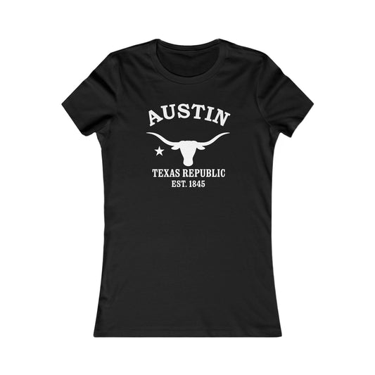 Austin Texas Vintage Retro Womens Fitted Ringspun Cotton Tee - White Logo