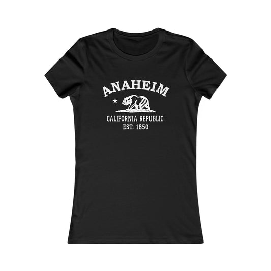 Anaheim California Vintage Retro Womens Fitted Ringspun Cotton Tee - White Logo