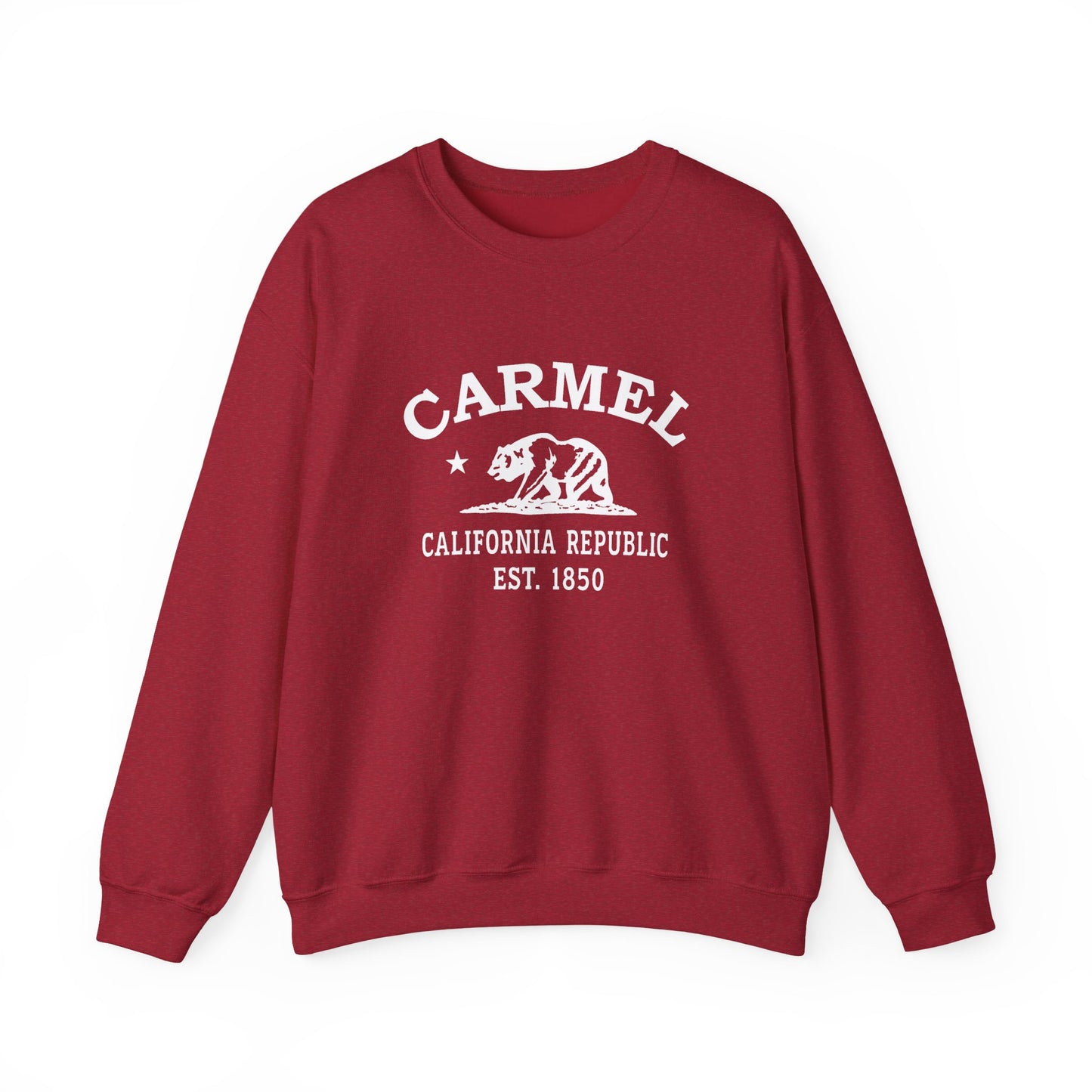 Carmel California Vintage Retro Unisex Heavy Crewneck Sweatshirt - White Logo