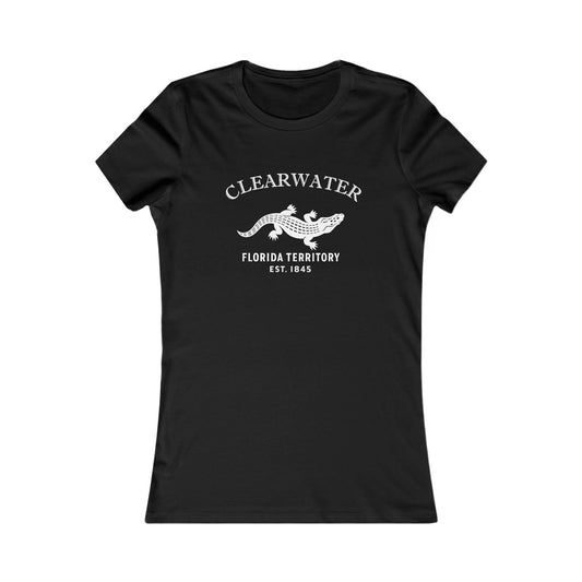 Clearwater Florida Vintage Retro Womens Fitted Ringspun Cotton Tee - White Logo