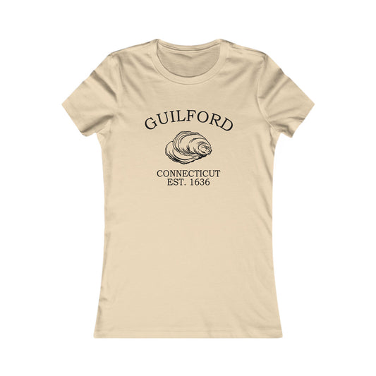 Guilford Connecticut Vintage Retro Womens Fitted Ringspun Cotton Tee - Black Logo