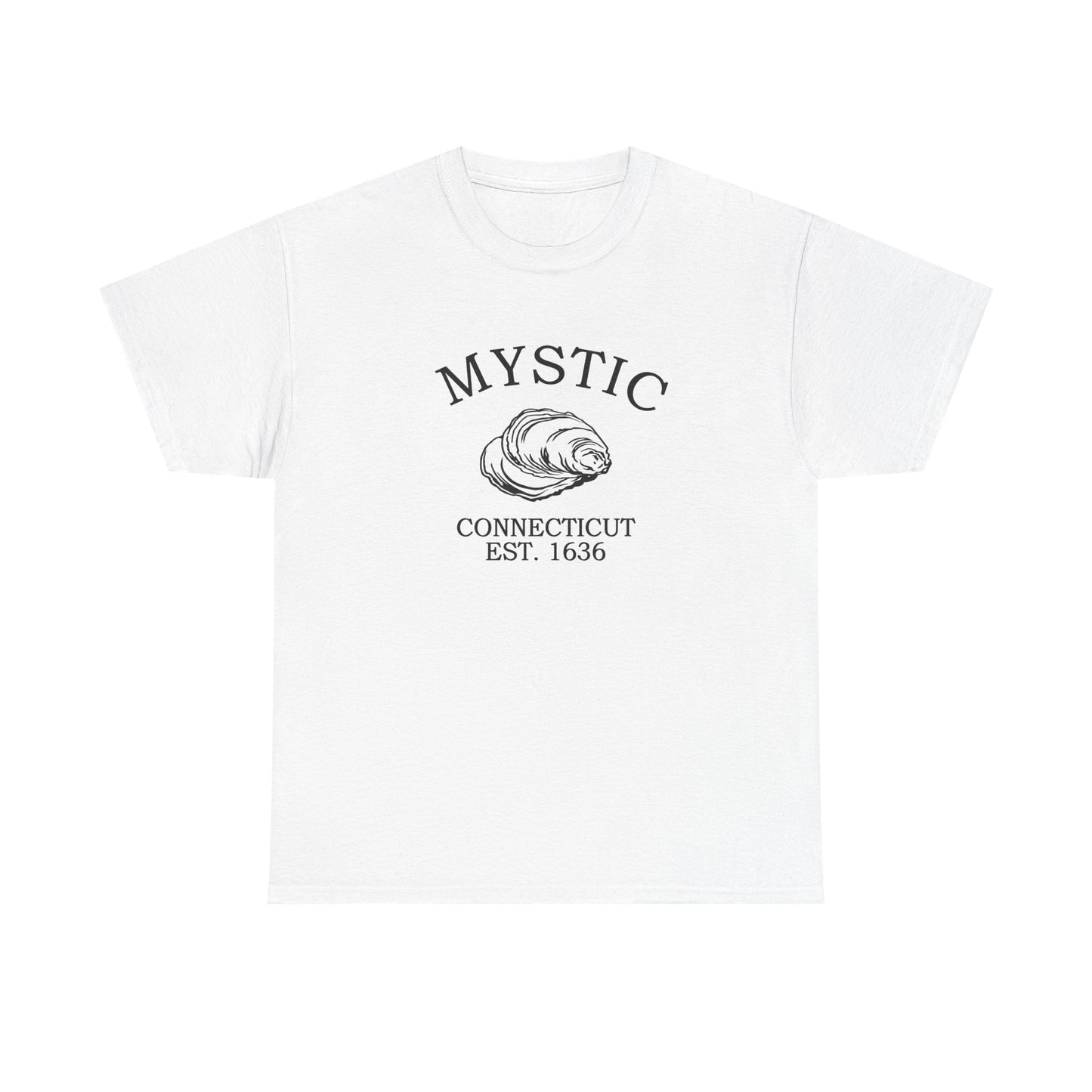 Mystic Connecticut Vintage Retro Unisex Heavy Cotton Tee - Black Logo