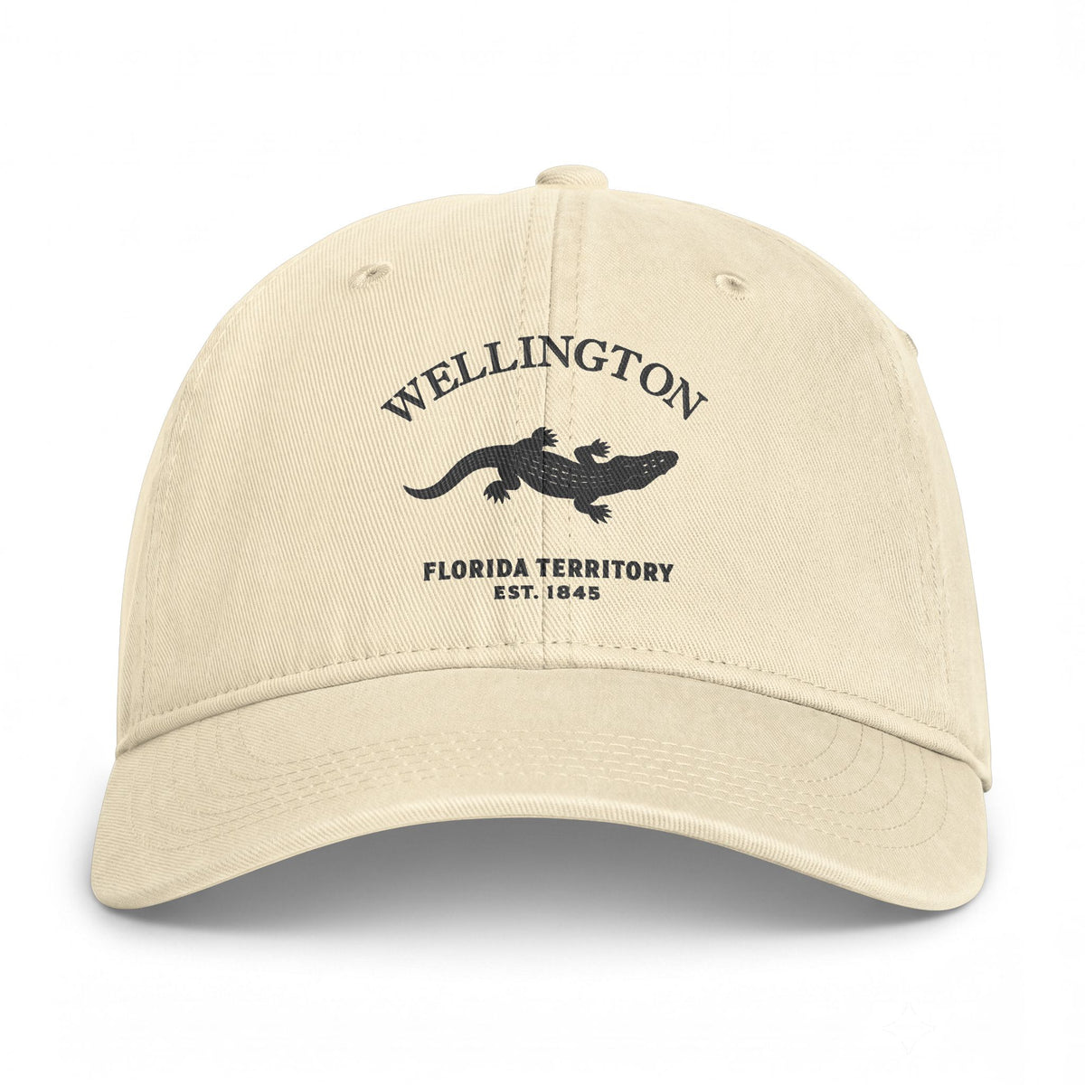 Wellington Florida Distressed Cotton Cap - Charcoal Print Logo