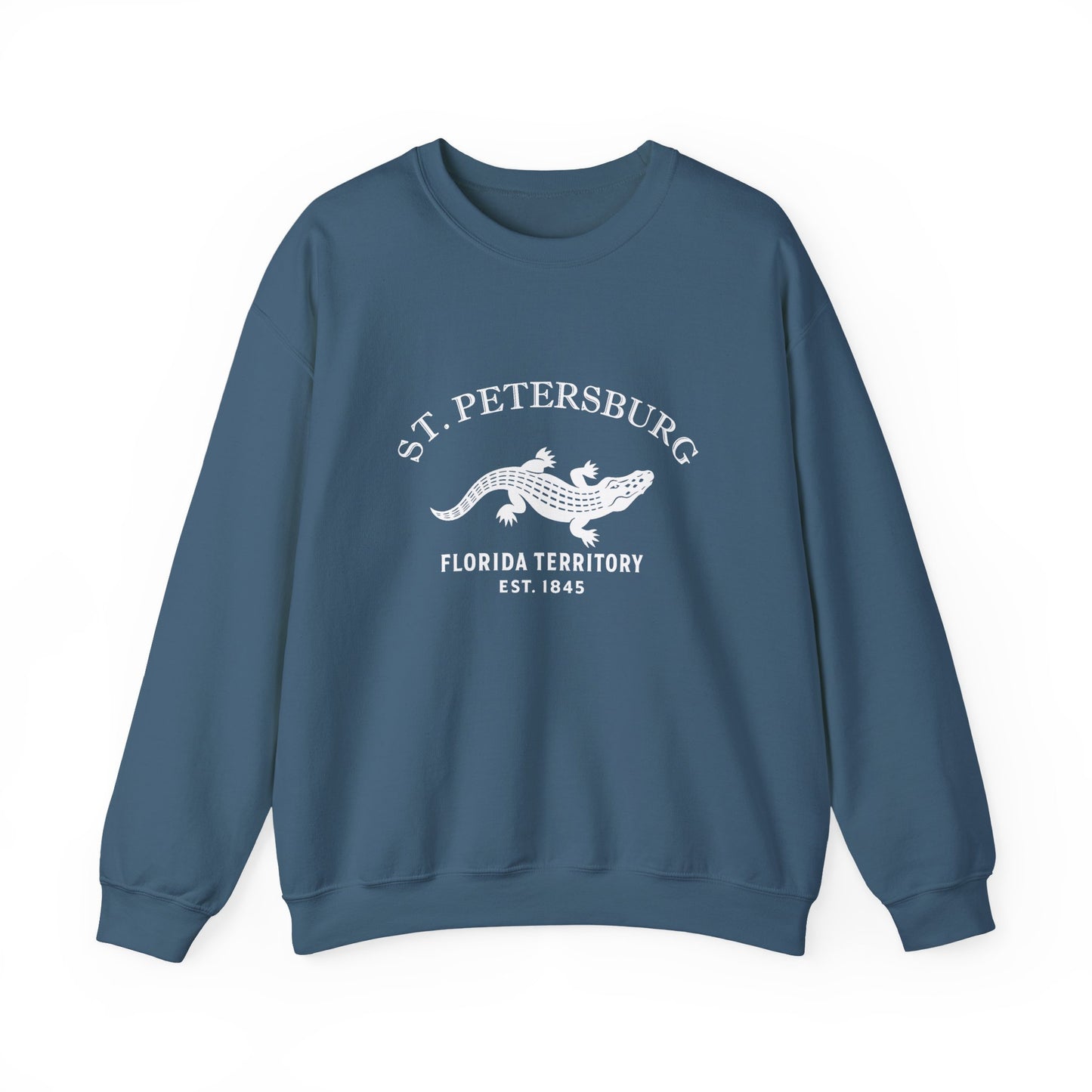 St Petersburg Florida Vintage Retro Unisex Heavy Crewneck Sweatshirt - White Logo