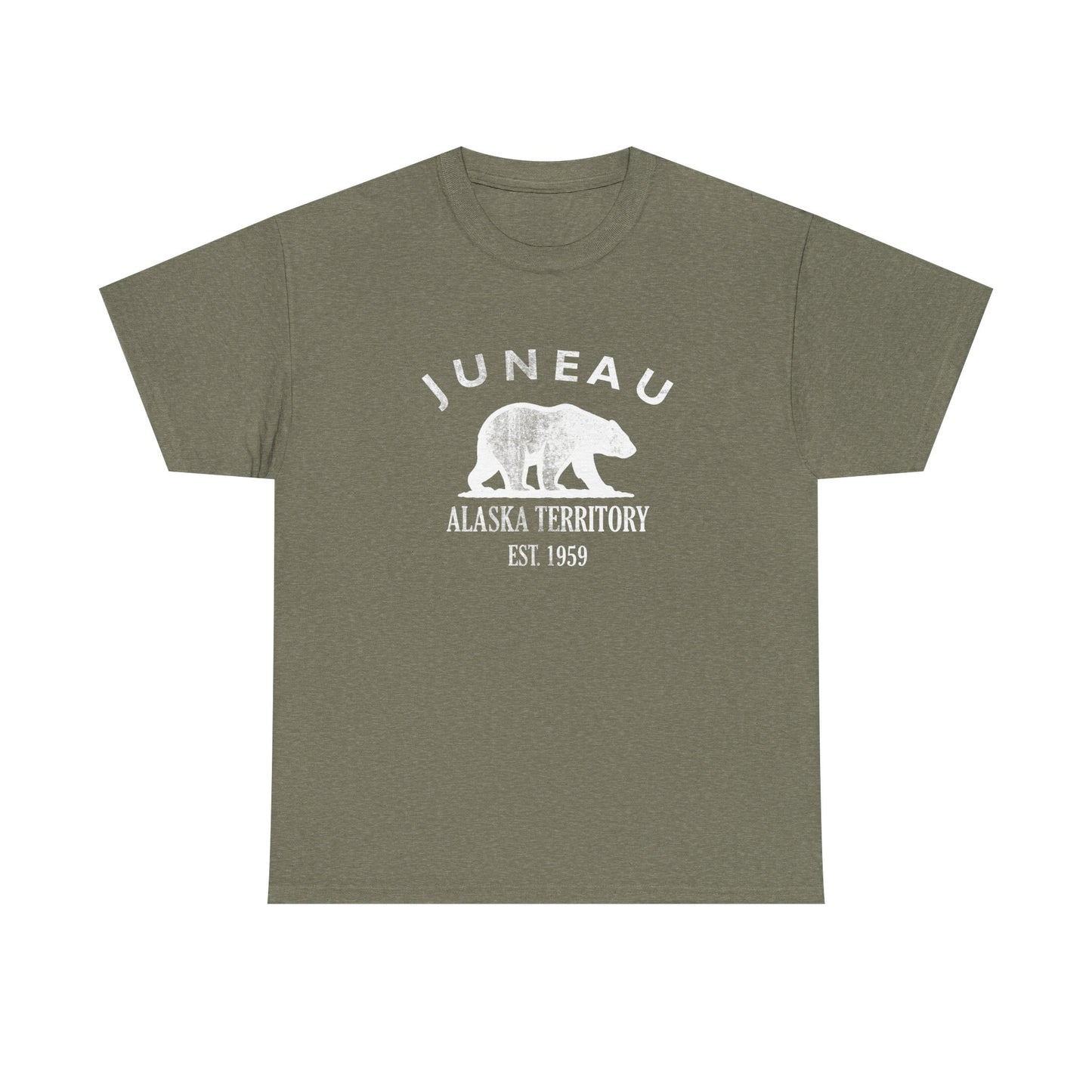 Juneau Alaska Vintage Retro Unisex Heavy Cotton Tee - White Logo