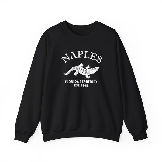 Naples Florida Vintage Retro Unisex Heavy Crewneck Sweatshirt - White Logo