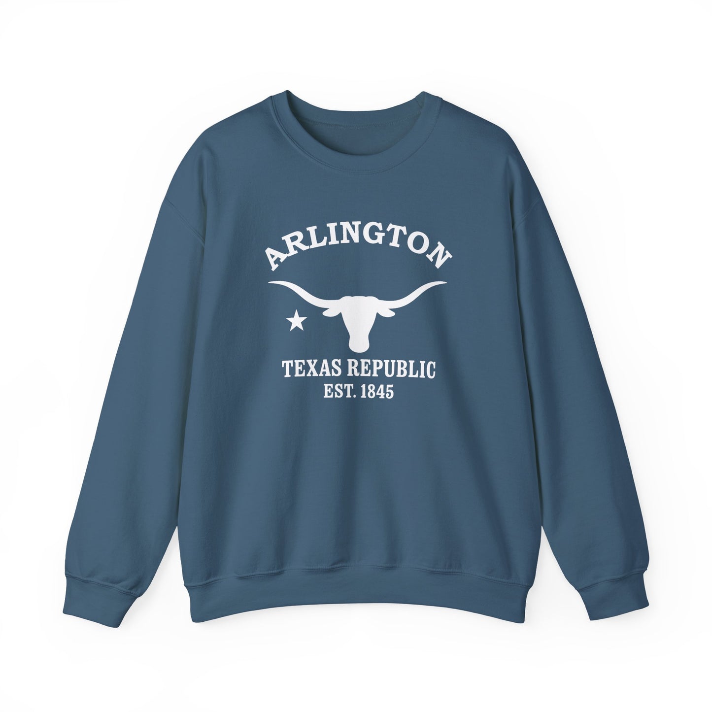Arlington Texas Vintage Retro Unisex Heavy Crewneck Sweatshirt - White Logo