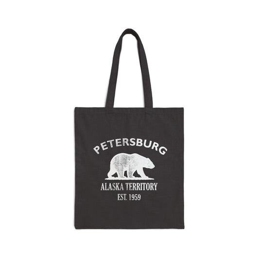 Petersburg Alaska Vintage Retro Cotton Canvas Tote Bag - White Logo