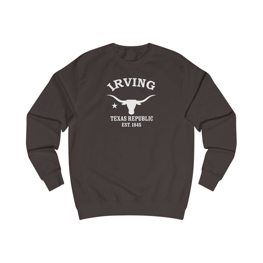 Irving Texas Vintage Retro Premium Crewneck Sweatshirt - White Logo - Bottle Green
