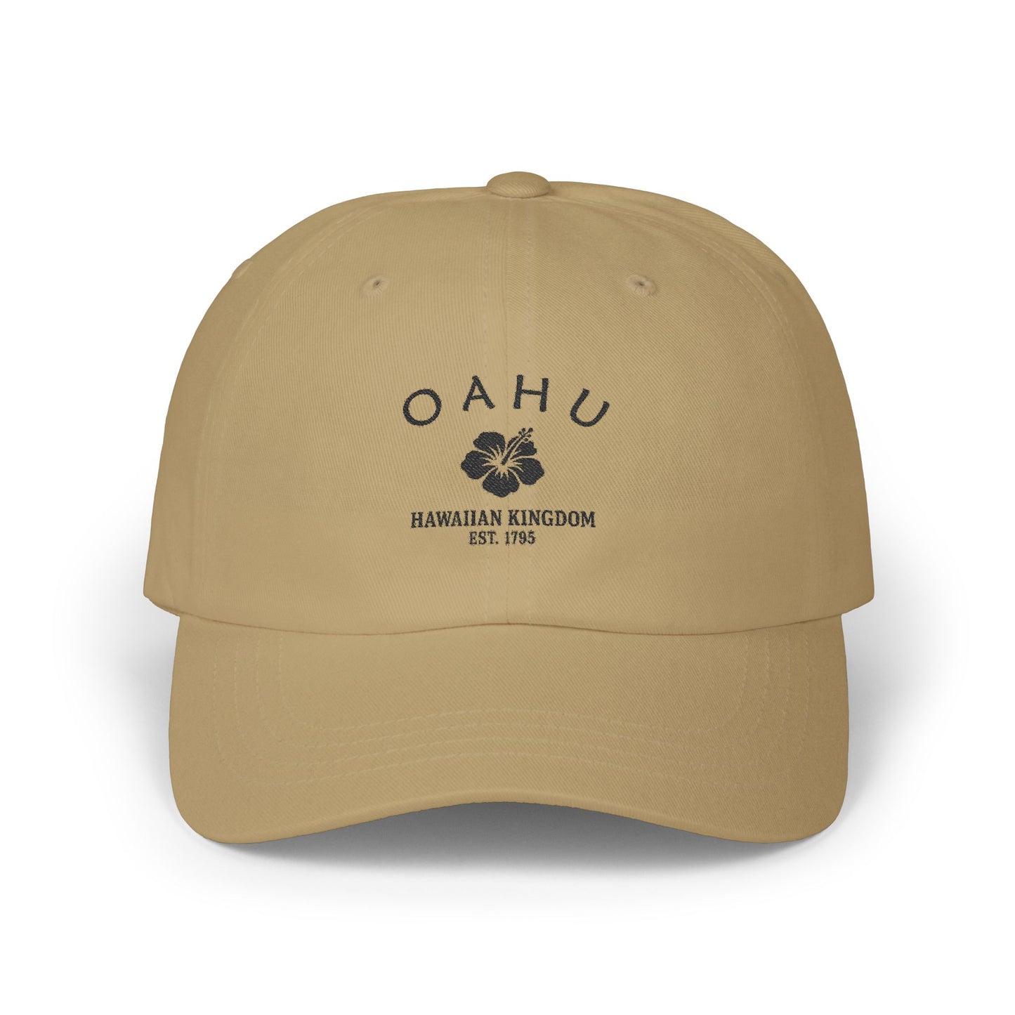 Oahu Hawaii Vintage Retro Embroidered Cotton Cap - Black Logo