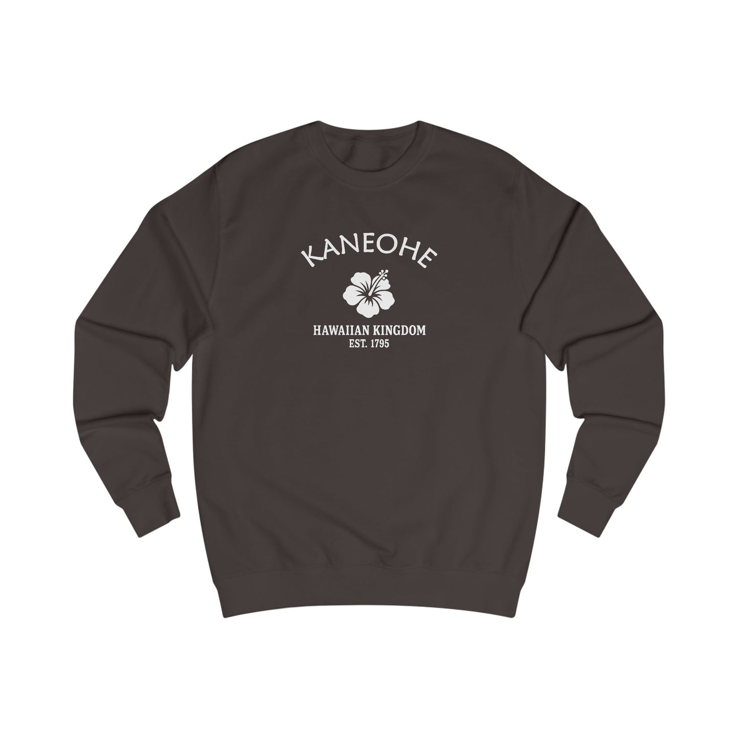 Kaneohe Hawaii Vintage Retro Premium Crewneck Sweatshirt - White Logo - Bottle Green