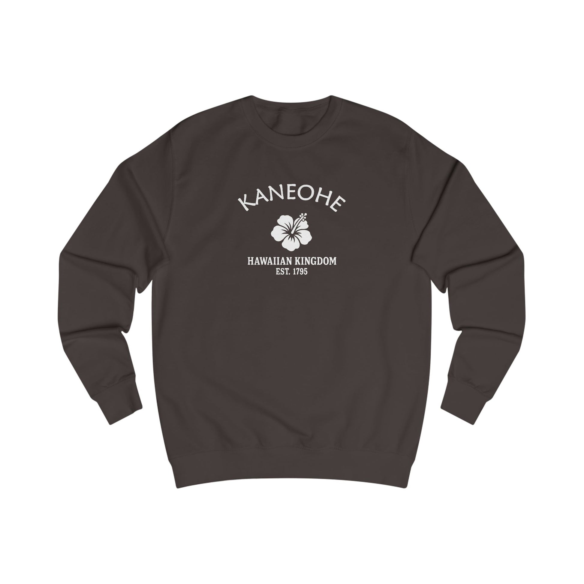 Kaneohe Hawaii Vintage Retro Premium Crewneck Sweatshirt - White Logo - Bottle Green