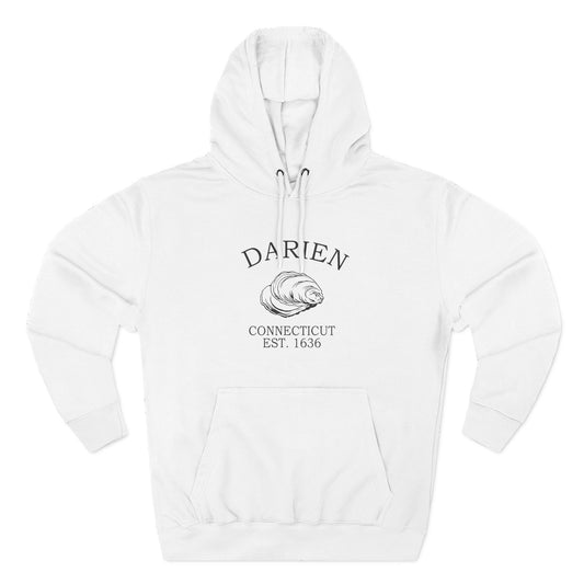 Darien Connecticut Vintage Retro Unisex Heavy Cotton Hoodie - Black Logo