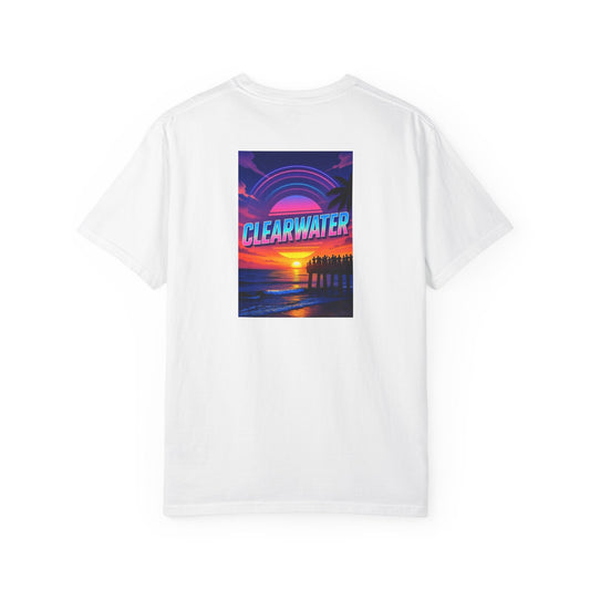 Clearwater Florida Vintage Retro Back Printed Art Series Cotton Tee - Black Logo