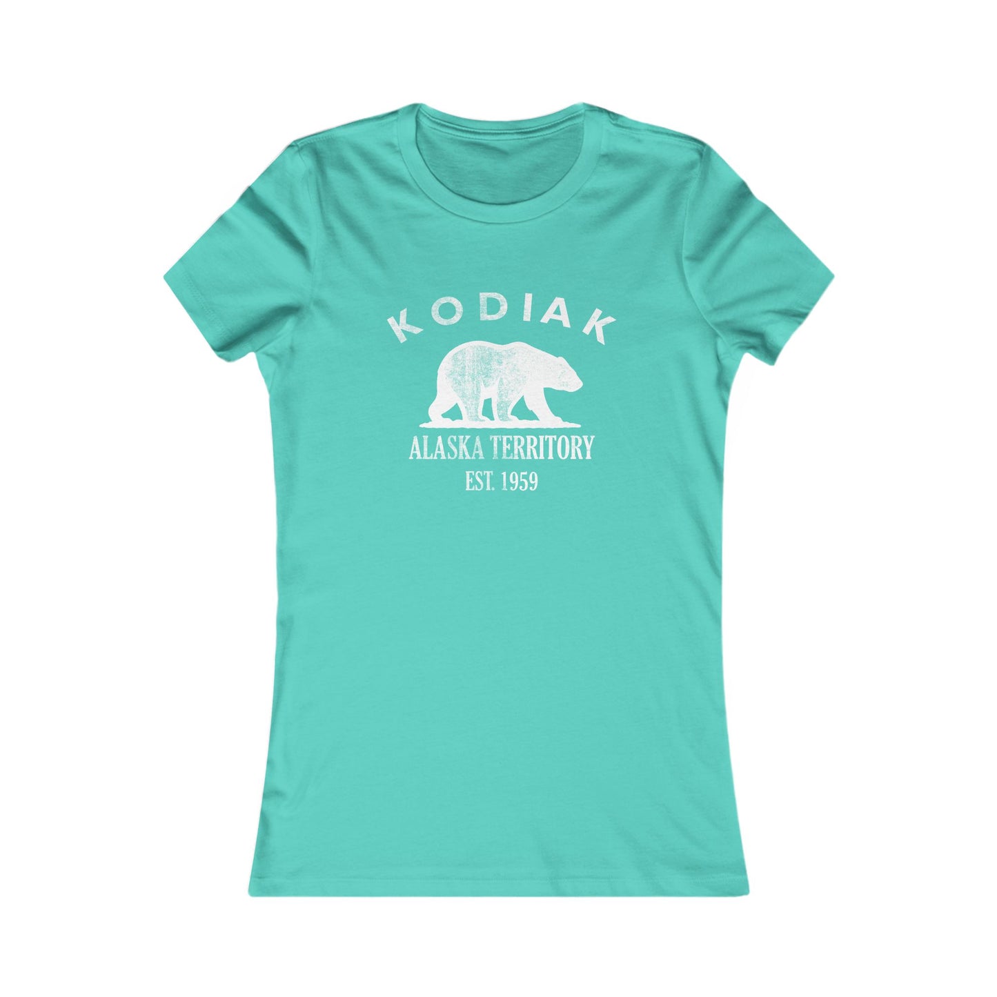 Kodiak Alaska Vintage Retro Womens Fitted Ringspun Cotton Tee - White Logo