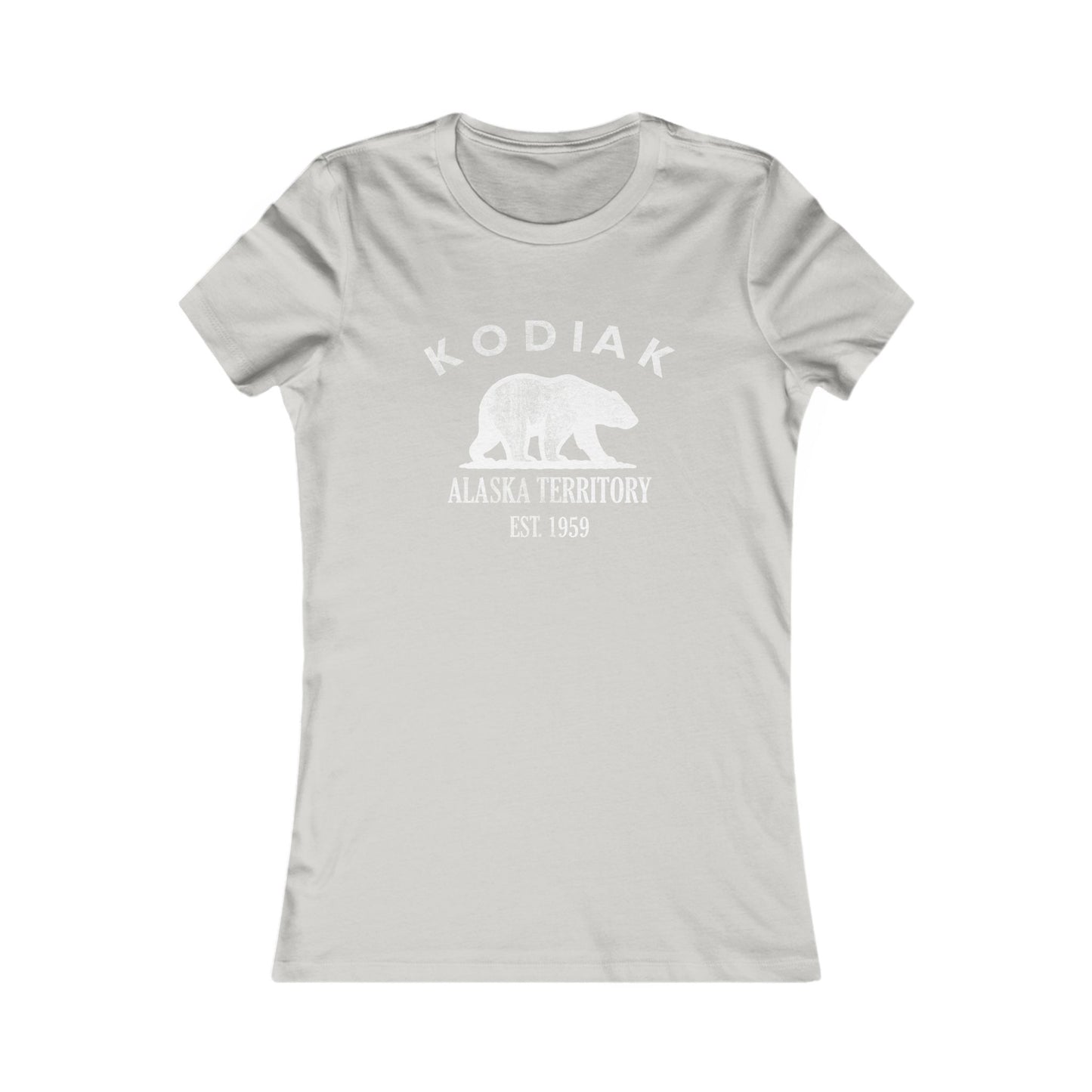Kodiak Alaska Vintage Retro Womens Fitted Ringspun Cotton Tee - White Logo