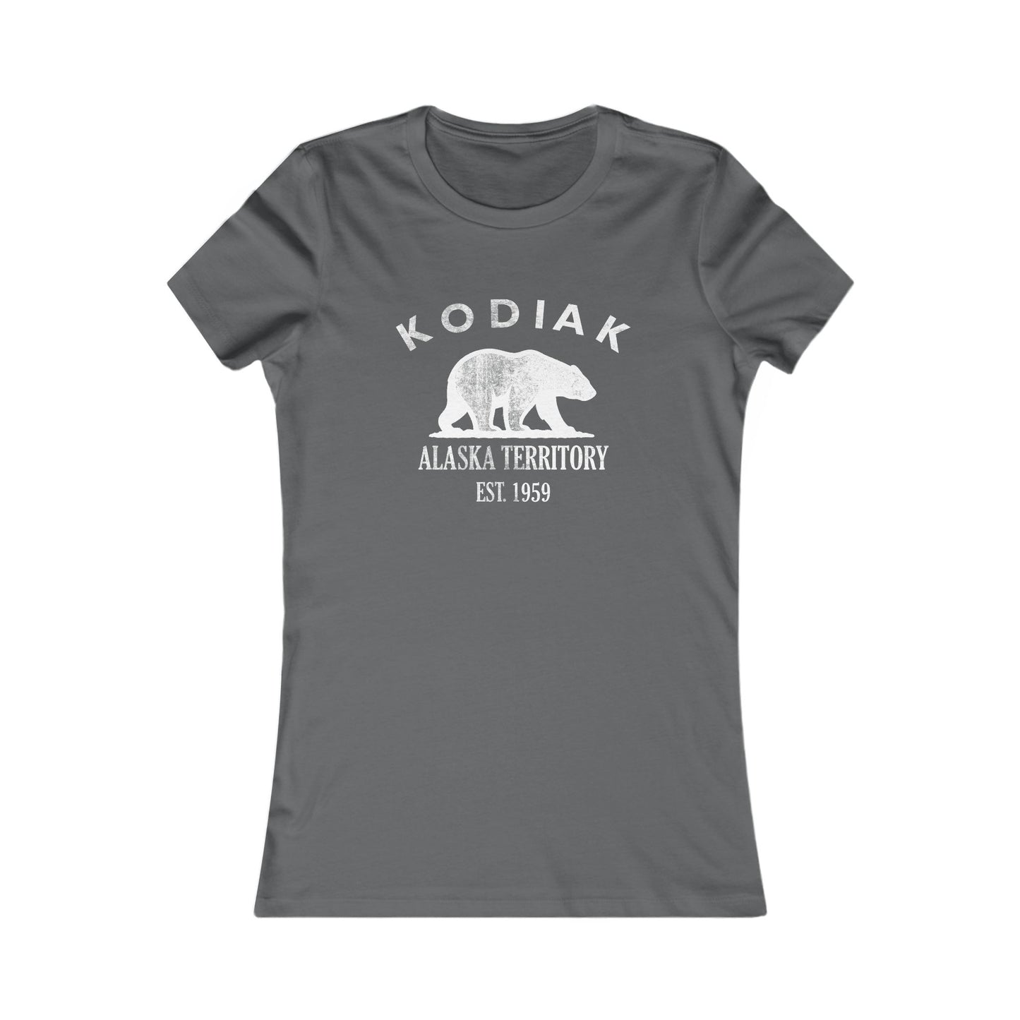 Kodiak Alaska Vintage Retro Womens Fitted Ringspun Cotton Tee - White Logo
