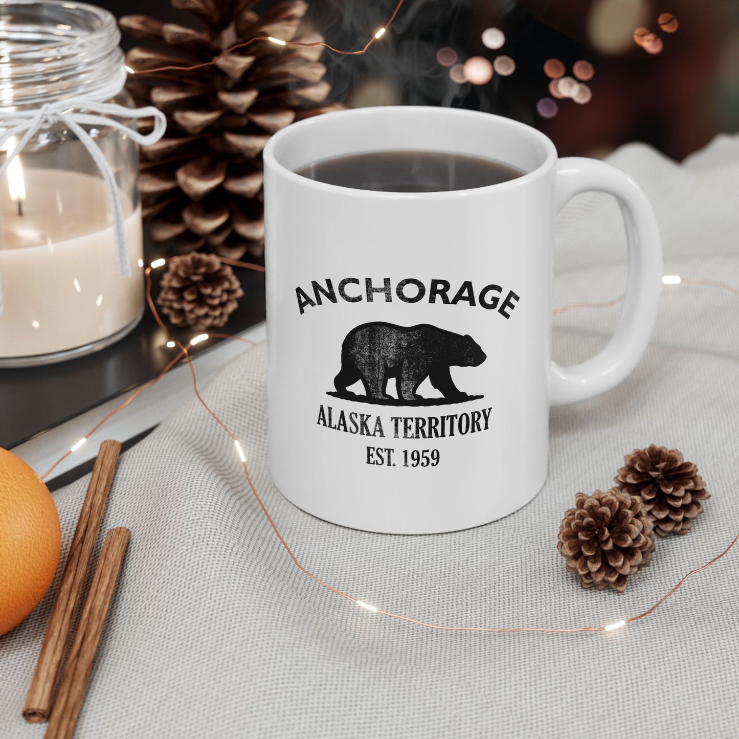 Anchorage Alaska Vintage Retro Ceramic Mug - Black Logo
