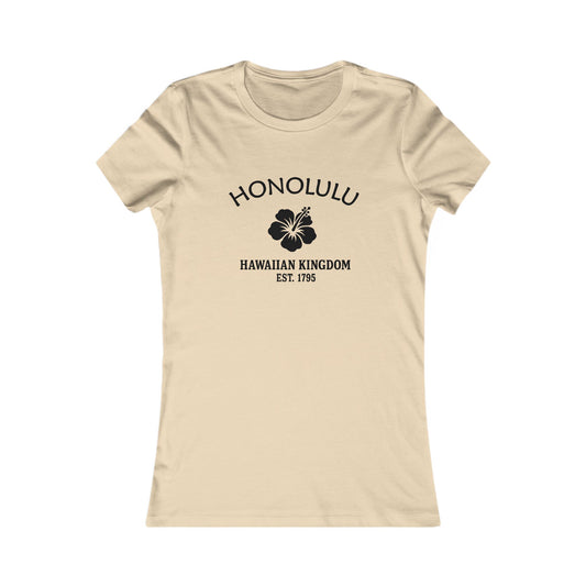 Honolulu Hawaii Vintage Retro Womens Fitted Ringspun Cotton Tee - Black Logo