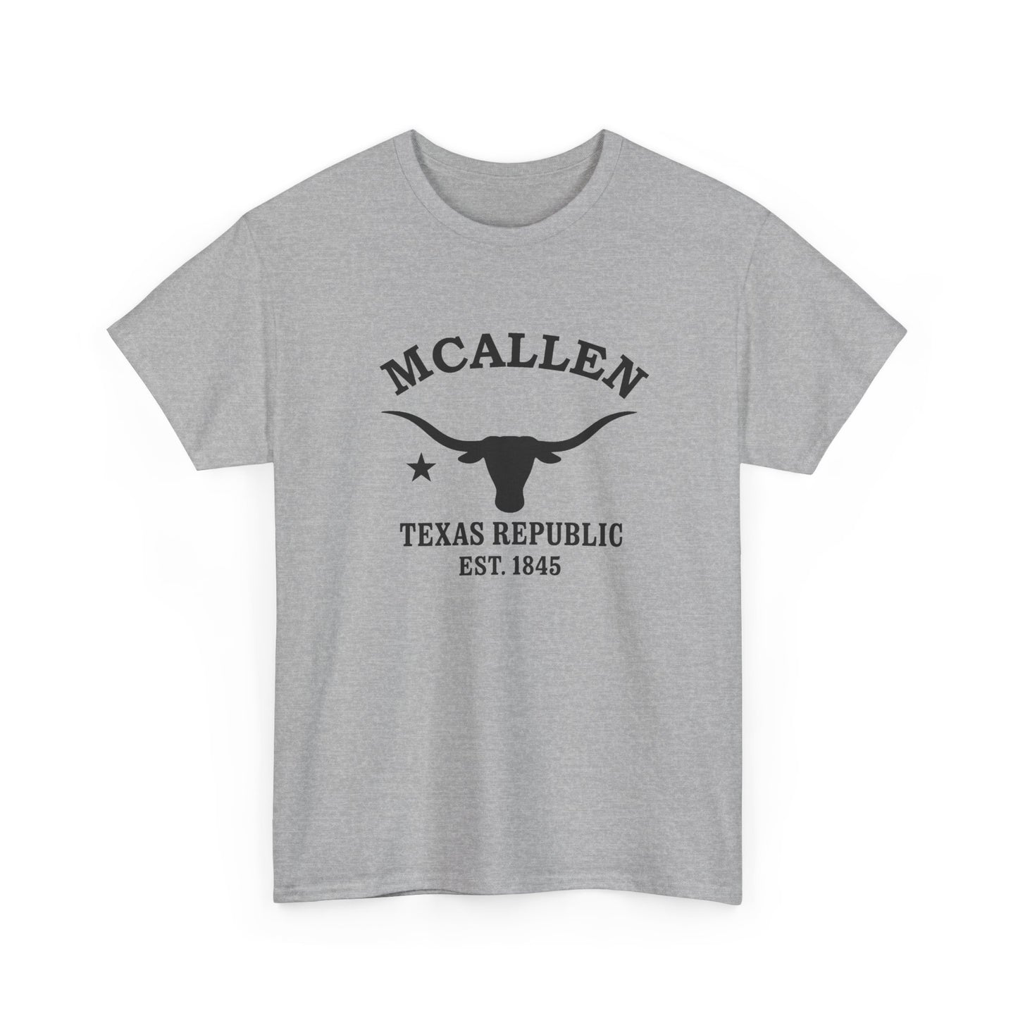 McAllen Texas Vintage Retro Unisex Heavy Cotton Tee - Black Logo