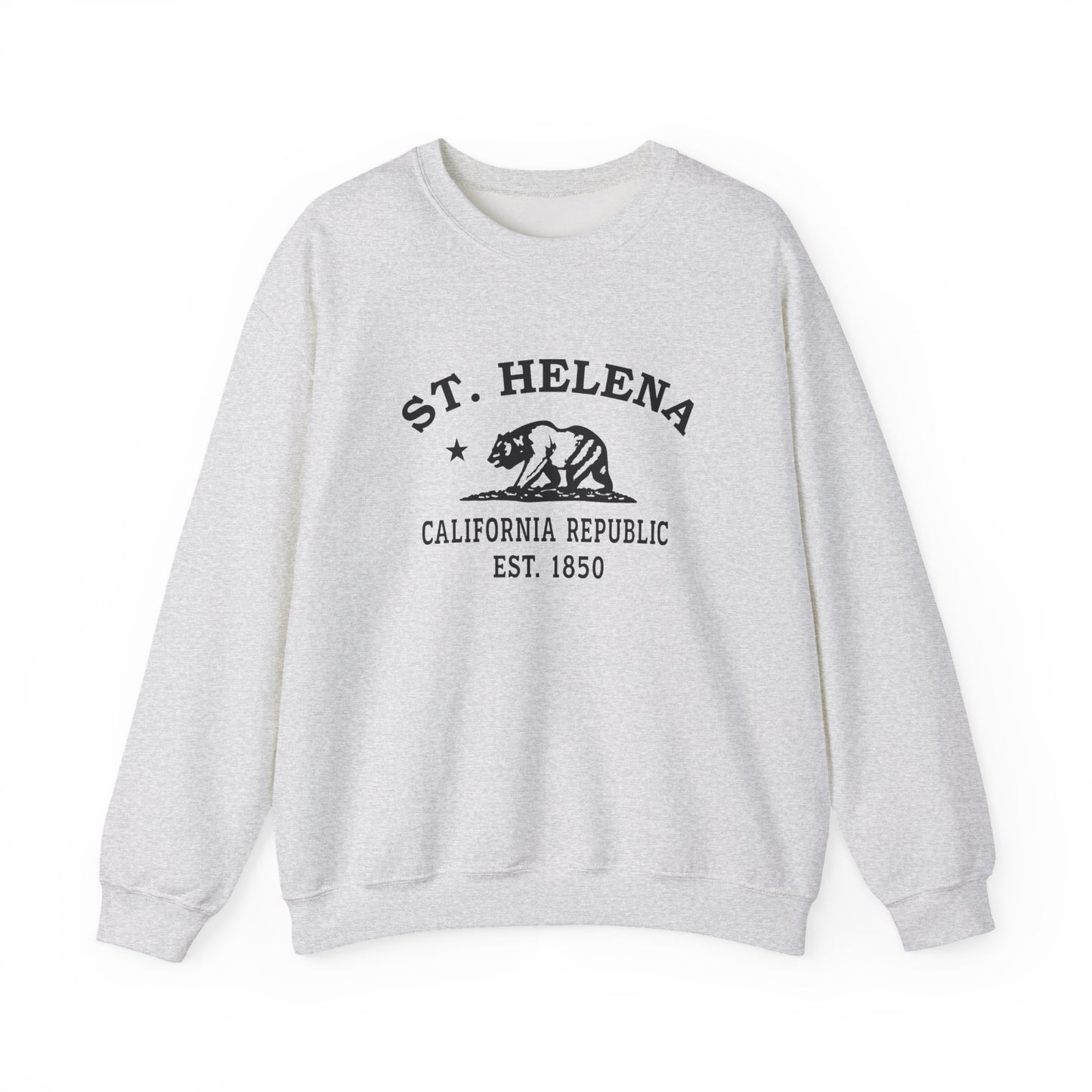 St Helena California Vintage Retro Unisex Heavy Crewneck Sweatshirt - Black Logo