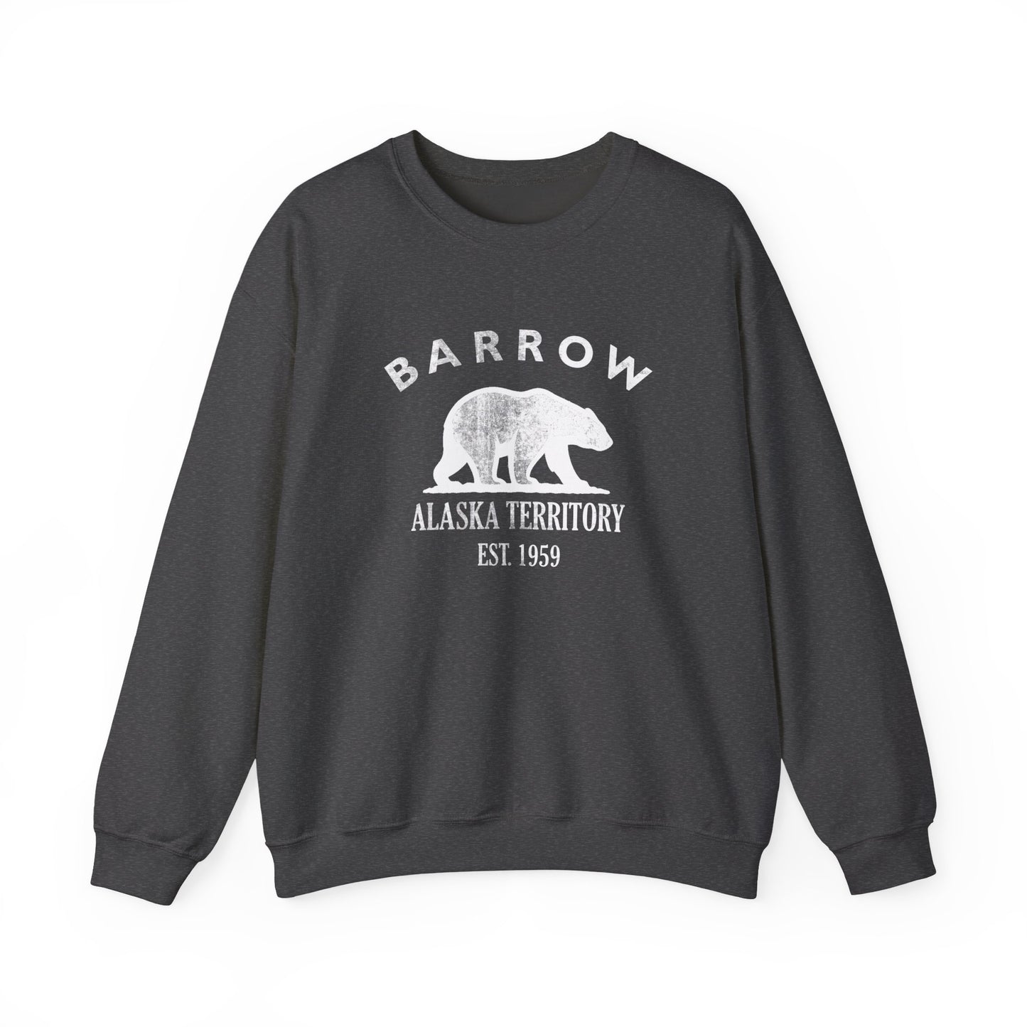 Barrow Alaska Vintage Retro Unisex Heavy Crewneck Sweatshirt - White Logo