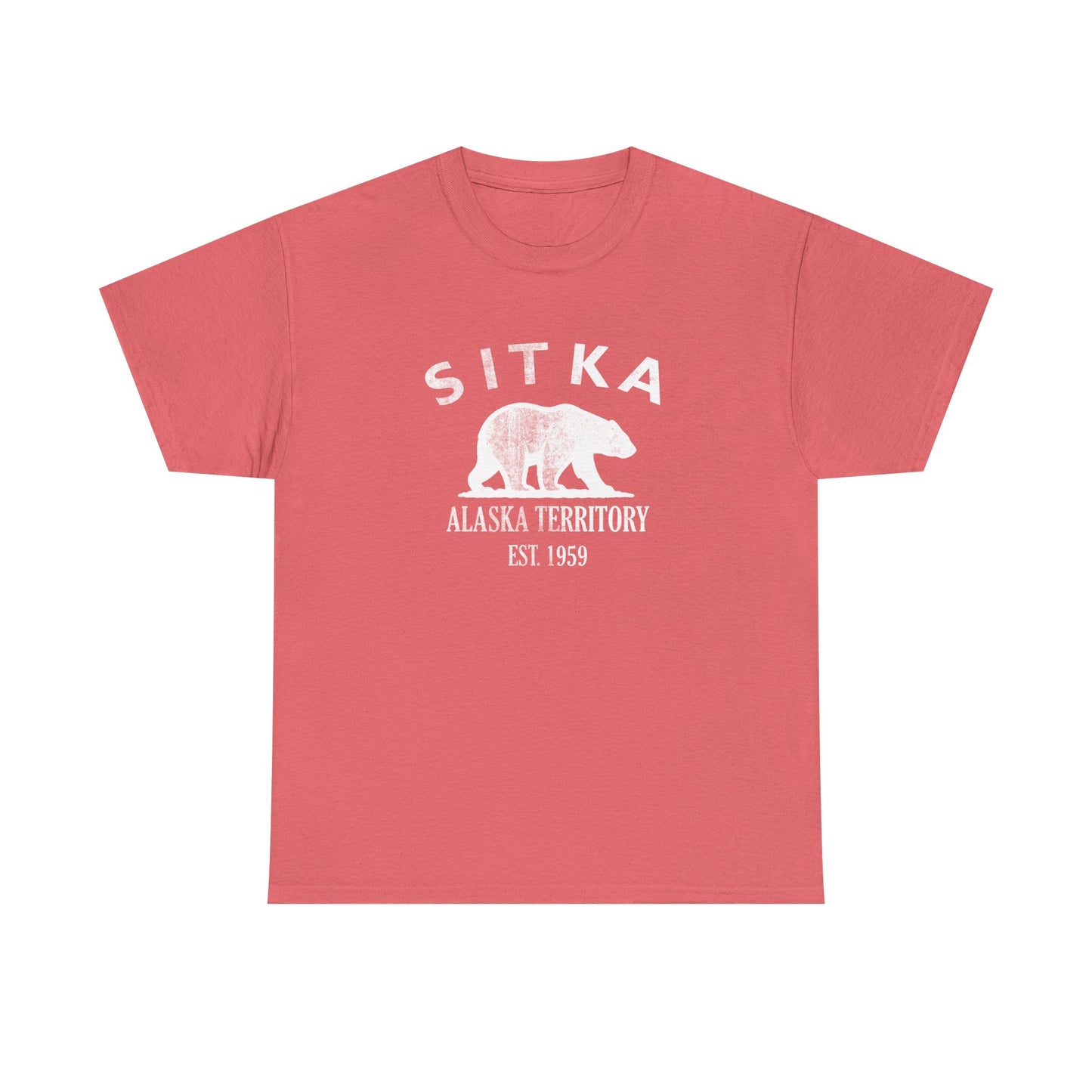 Sitka Alaska Vintage Retro Unisex Heavy Cotton Tee - White Logo