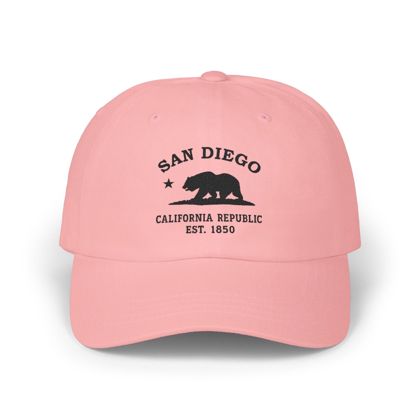 San Diego California Classic Embroidered Vintage Retro Cotton Cap - Black Logo