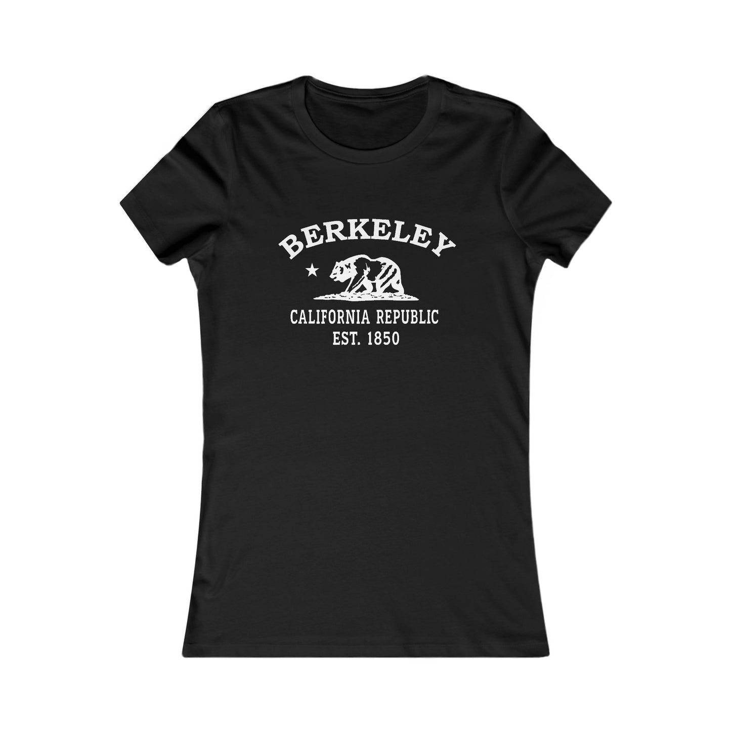 Berkeley California Vintage Retro Womens Fitted Ringspun Cotton Tee - White Logo
