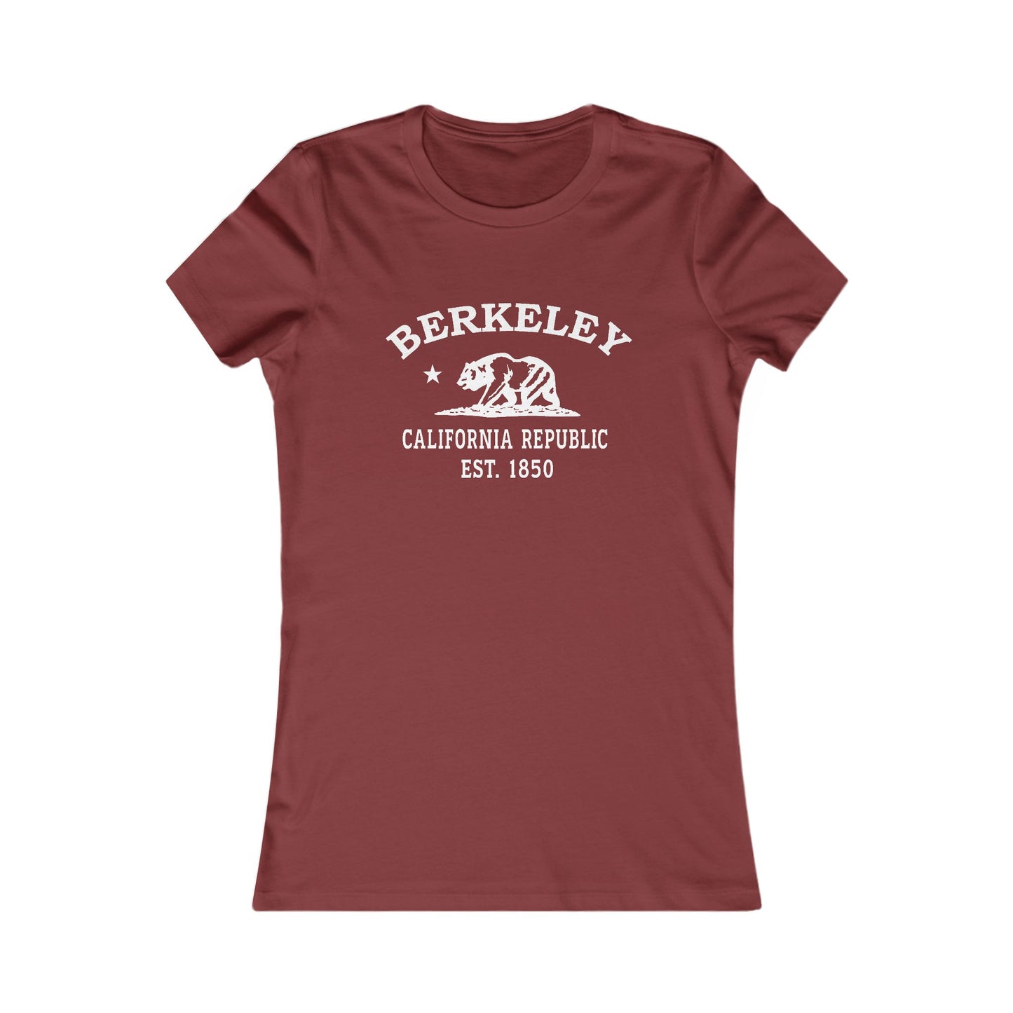Berkeley California Vintage Retro Womens Fitted Ringspun Cotton Tee - White Logo