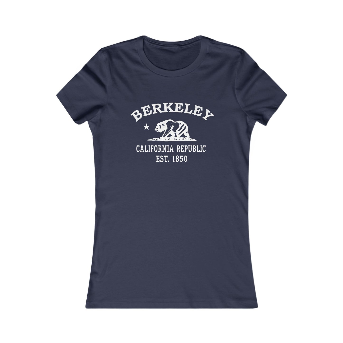 Berkeley California Vintage Retro Womens Fitted Ringspun Cotton Tee - White Logo