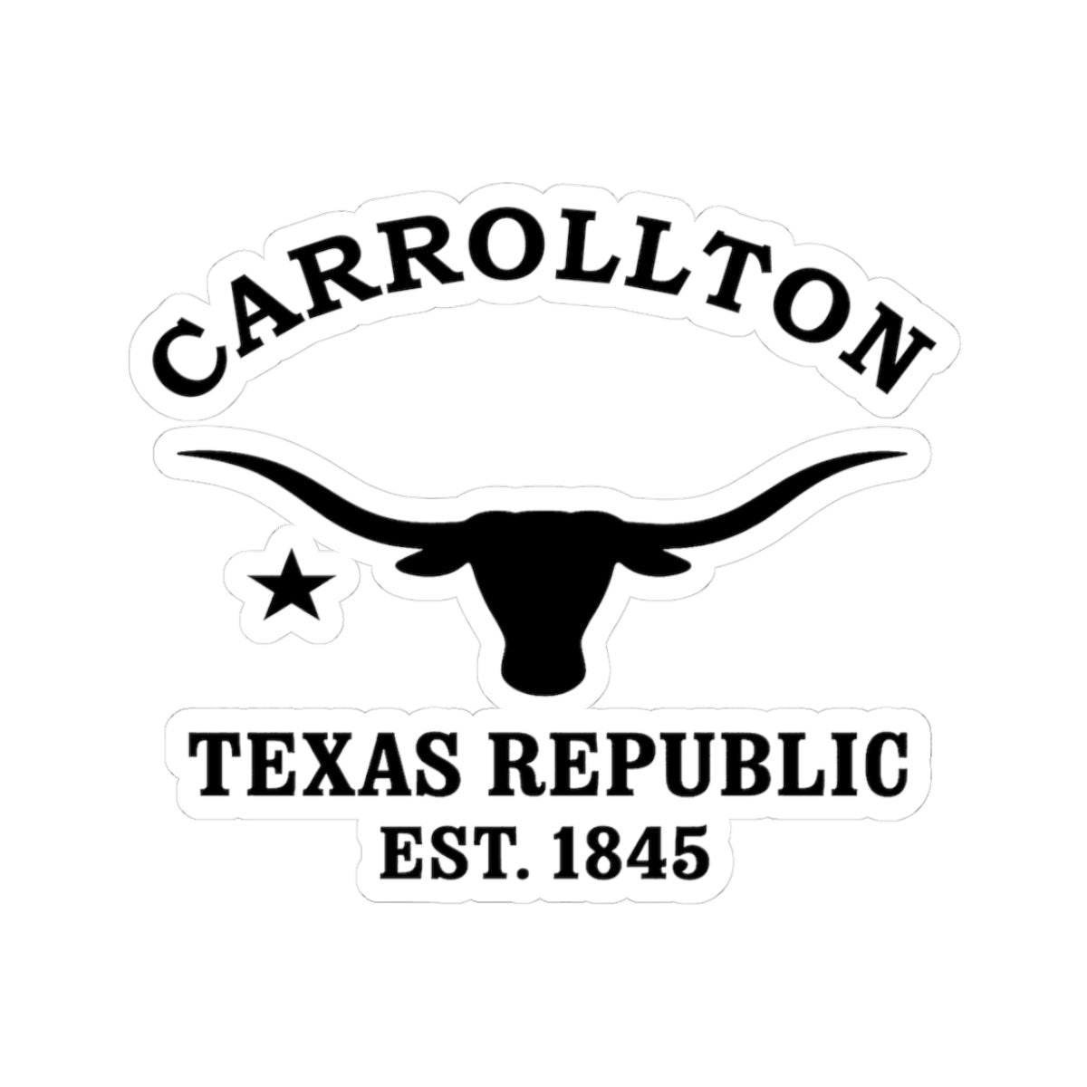 Carrollton Texas Vintage Retro Vinyl Sticker - Black Logo