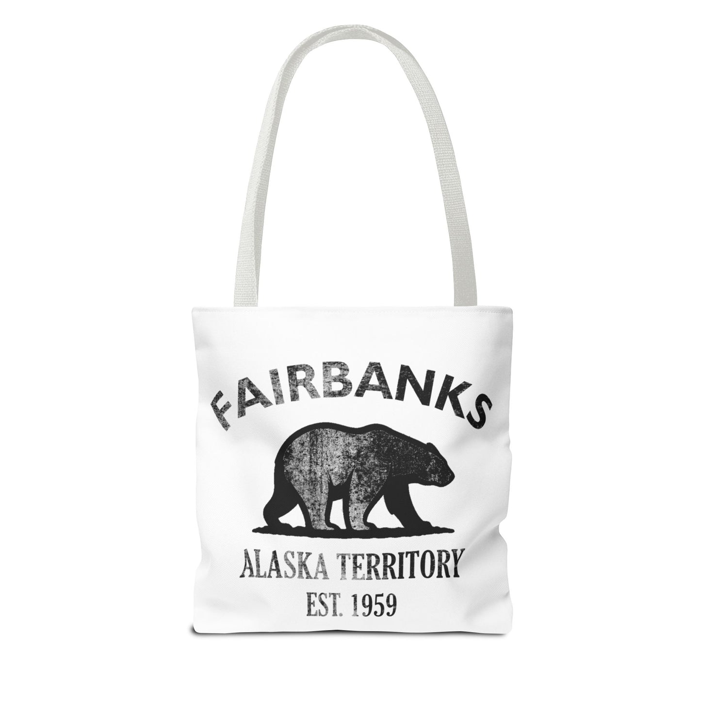 Fairbanks Alaska Vintage Retro Light Canvas Tote - Black Logo