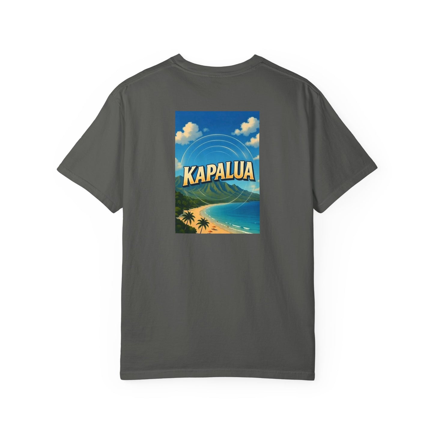 Kapalua Hawaii Vintage Retro Back Printed Art Series Cotton Tee - Black Logo