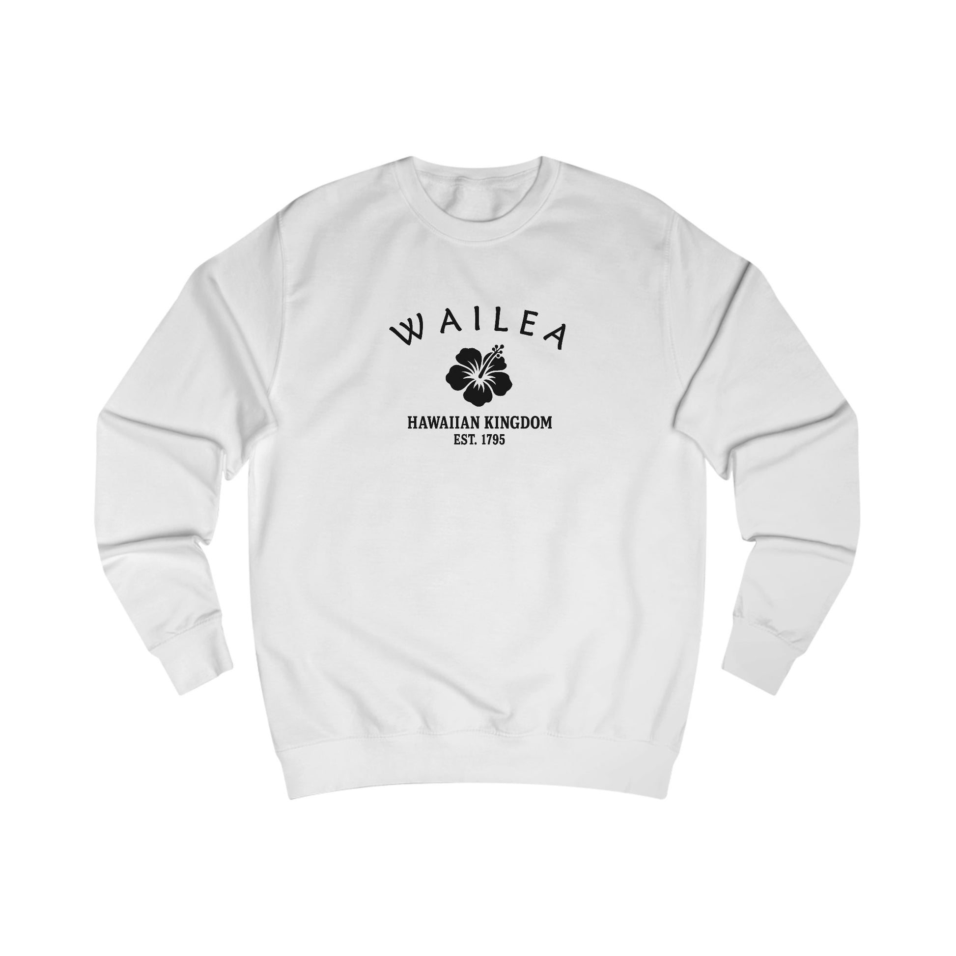 Wailea Hawaii Vintage Retro Premium Crewneck Sweatshirt - Black Logo - Arctic White