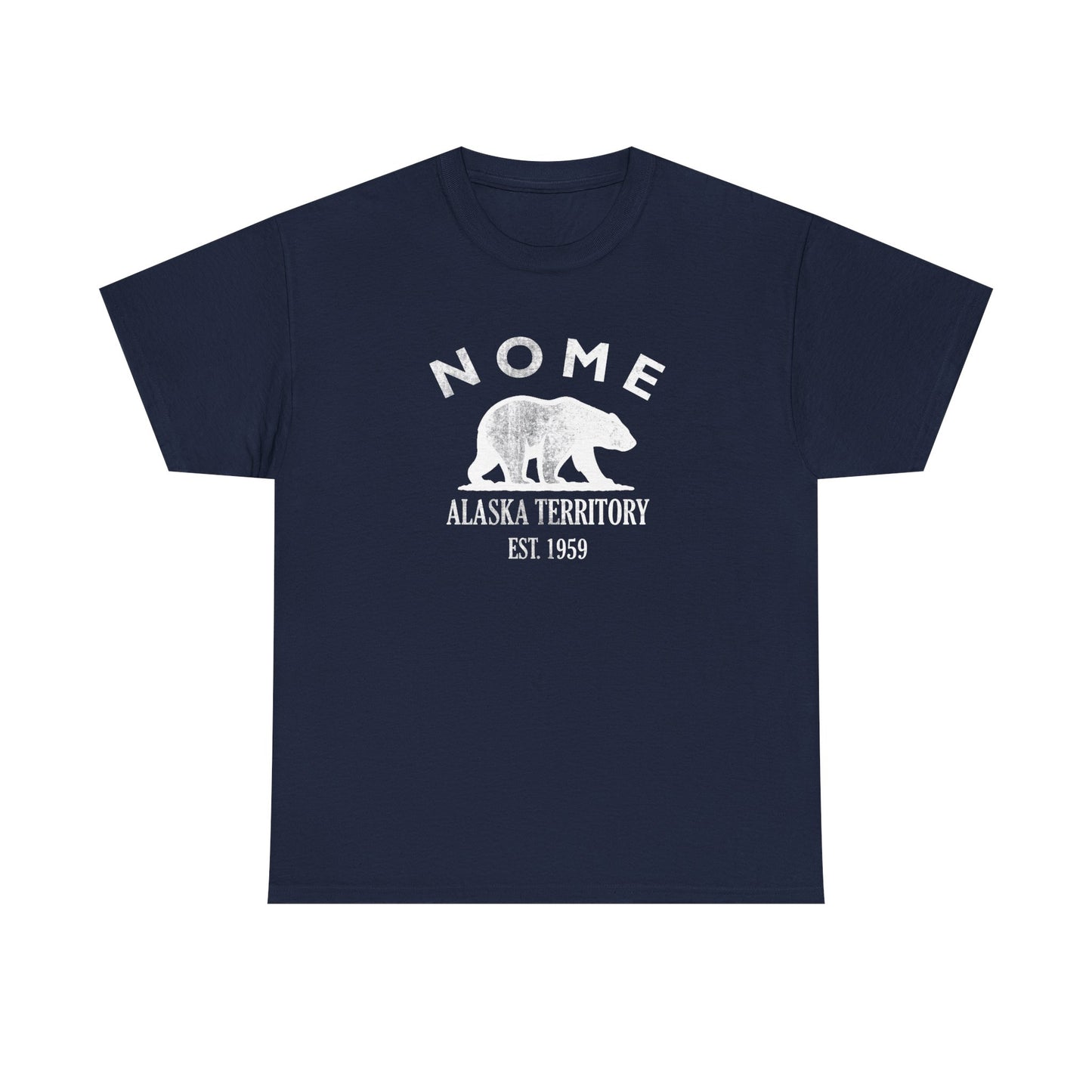 Nome Alaska Vintage Retro Unisex Heavy Cotton Tee - White Logo