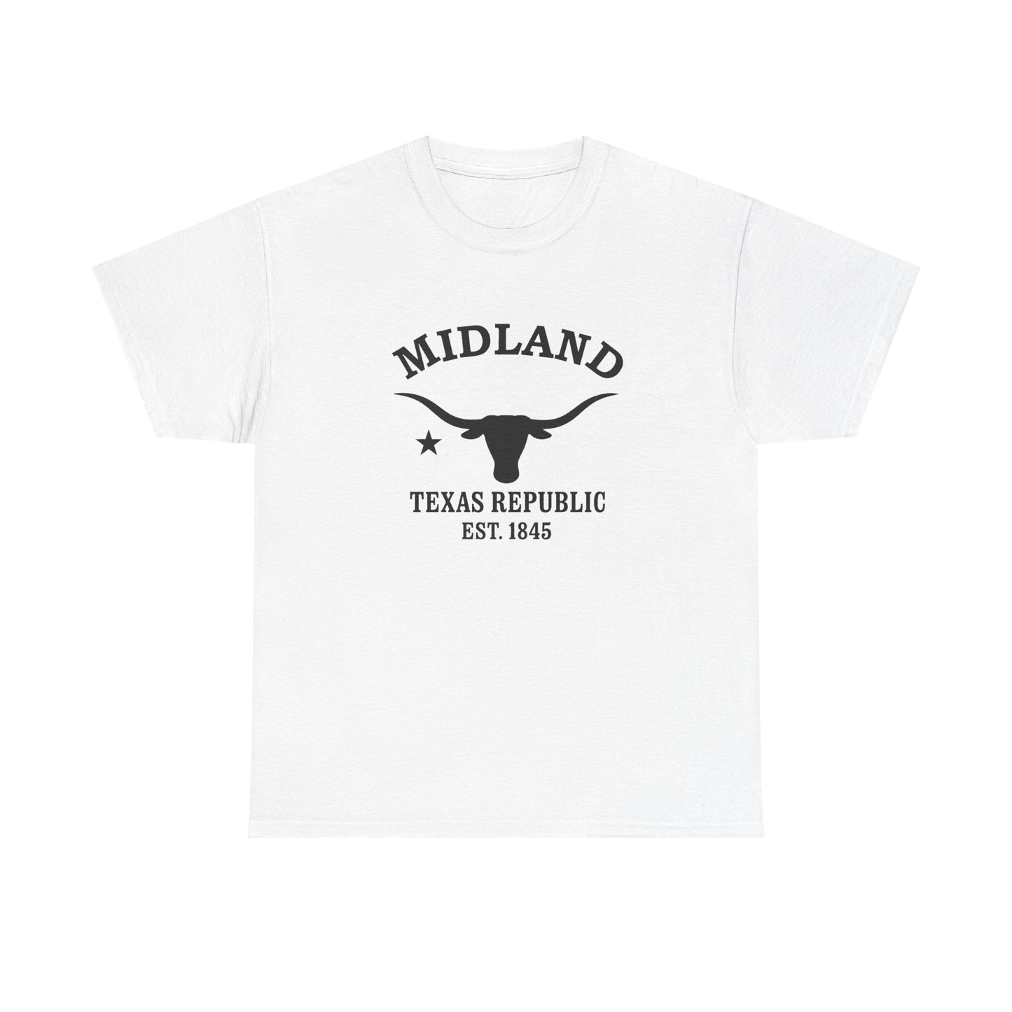 Midland Texas Vintage Retro Unisex Heavy Cotton Tee - Black Logo