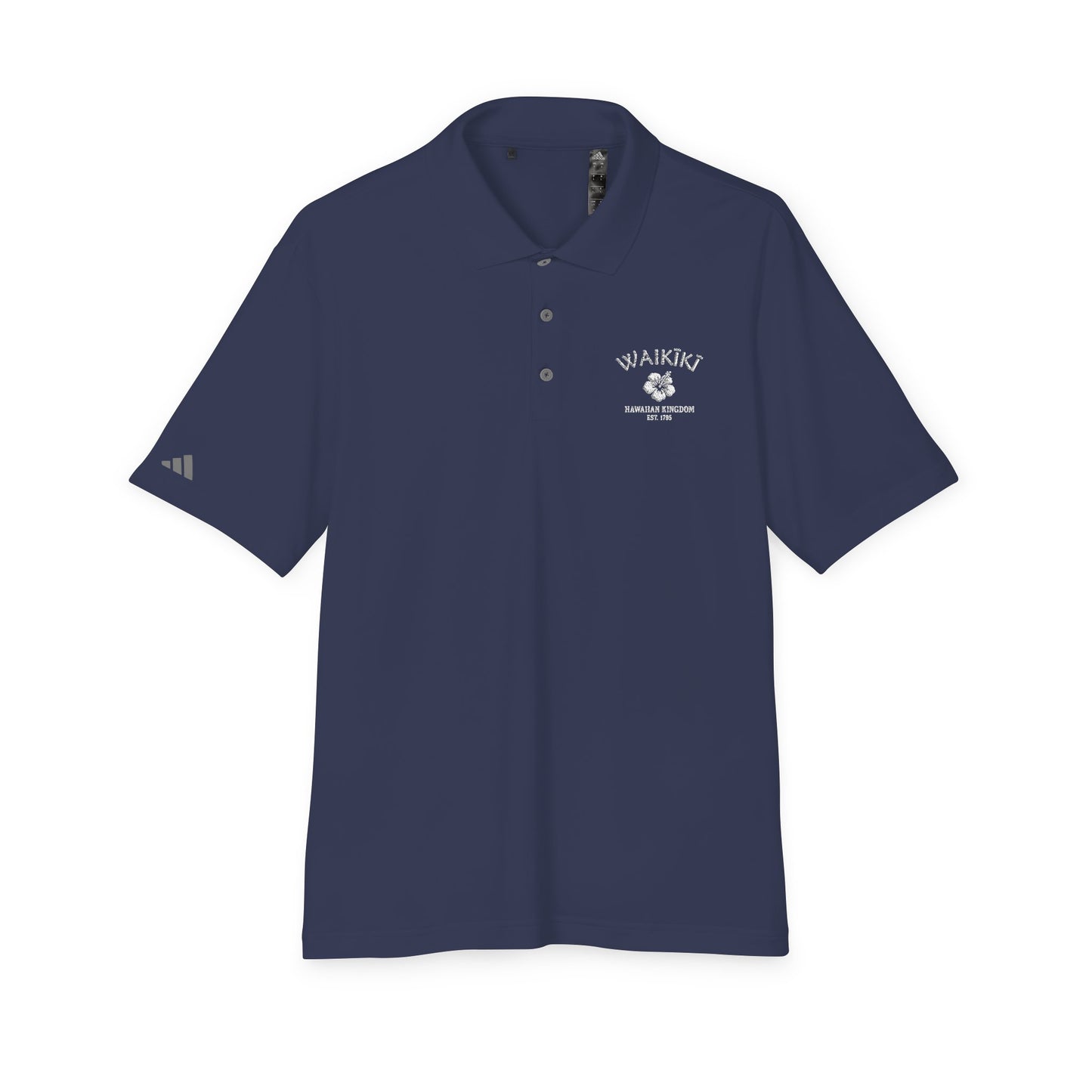 Waikiki Hawaii Embroidered Vintage Retro Performance Polo Shirt - White Logo