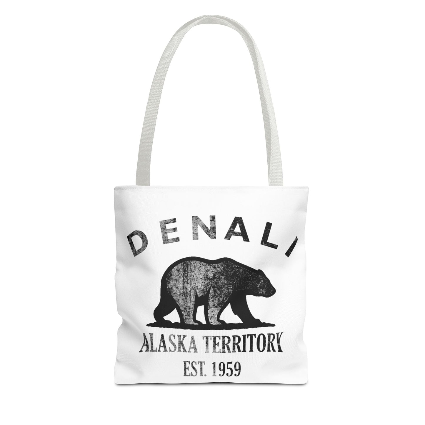 Denali Alaska Vintage Retro Light Canvas Tote - Black Logo