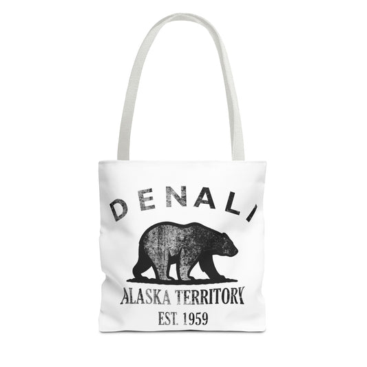 Denali Alaska Vintage Retro Light Canvas Tote - Black Logo