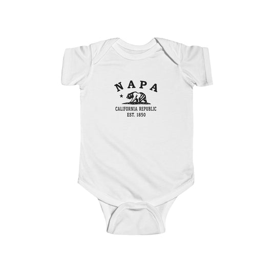 Napa California Cottton Jersey Baby Bodysuit - Black Logo