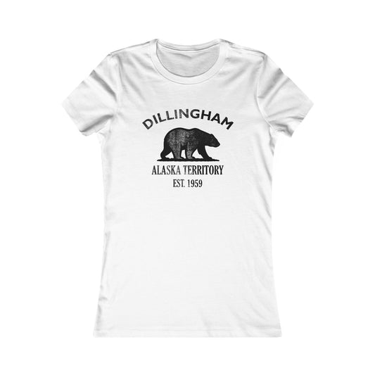 Dillingham Alaska Ringspun Cotten Fitted Vintage Retro Womens Tee - Black Logo