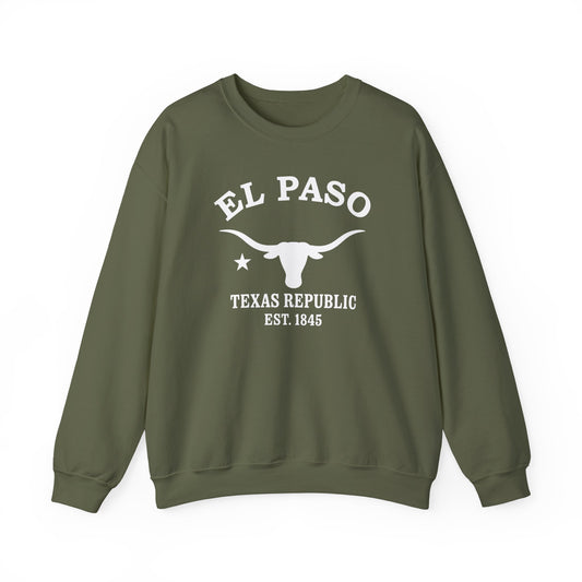 El Paso Texas Vintage Retro Unisex Heavy Crewneck Sweatshirt - White Logo