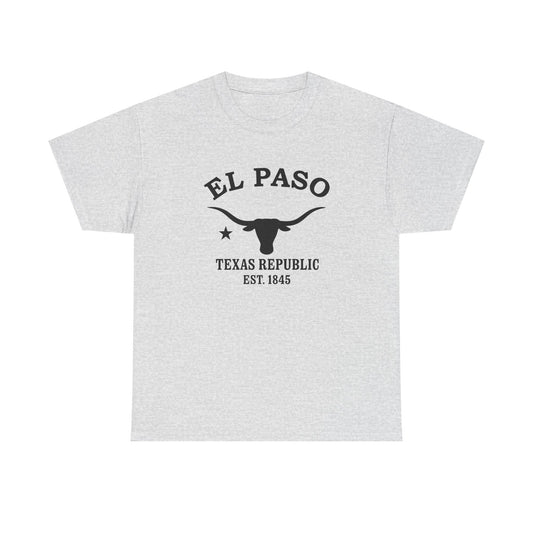 El Paso Texas Vintage Retro Unisex Heavy Cotton Tee - Black Logo