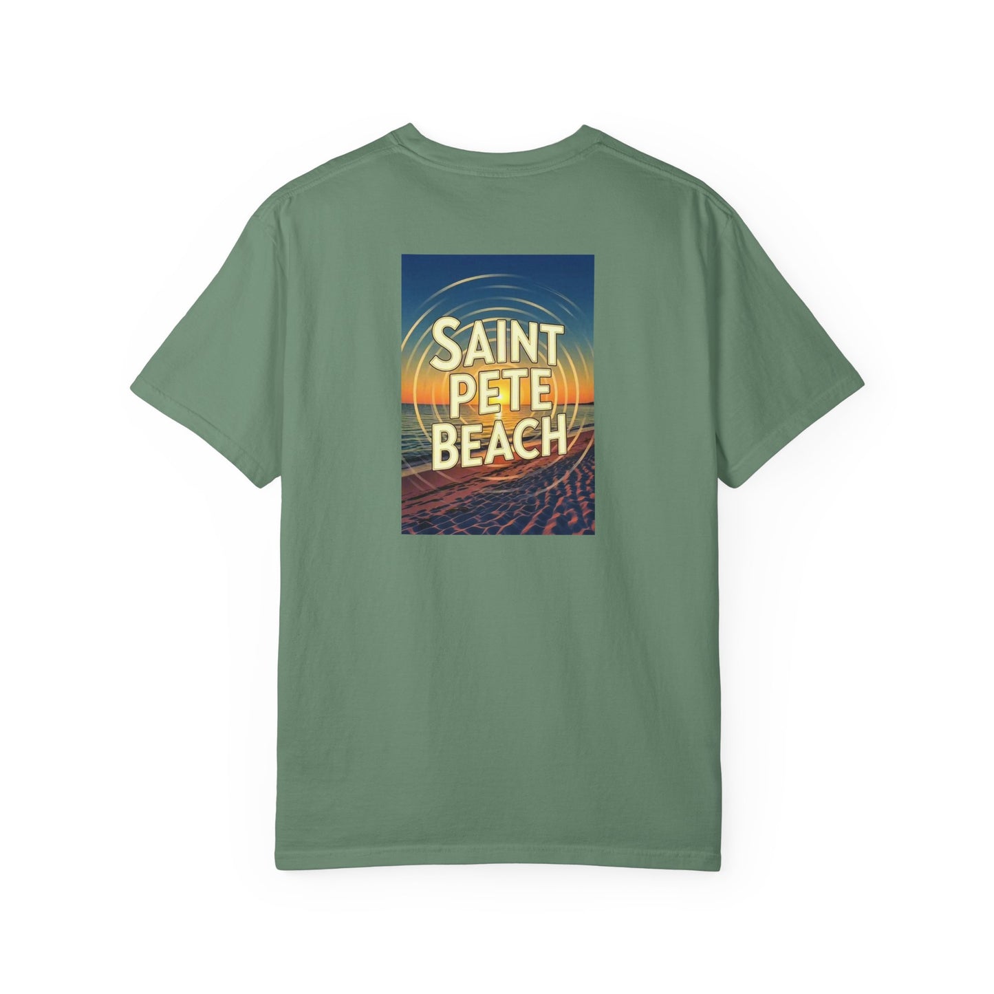 St Pete Beach Florida Vintage Retro Back Printed Art Series Cotton Tee - Black Logo