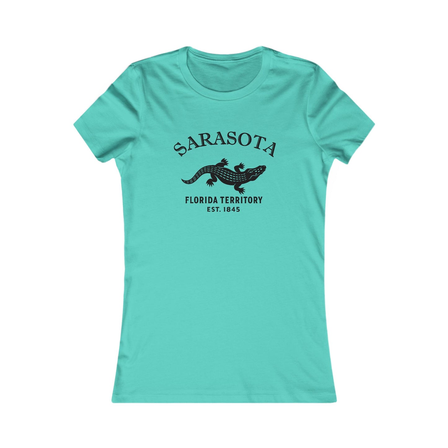 Sarasota Florida Ringspun Cotten Fitted Vintage Retro Womens Tee - Black Logo