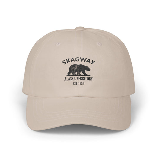 Skagway Alaska Vintage Retro Embroidered Cotton Cap - Black Logo