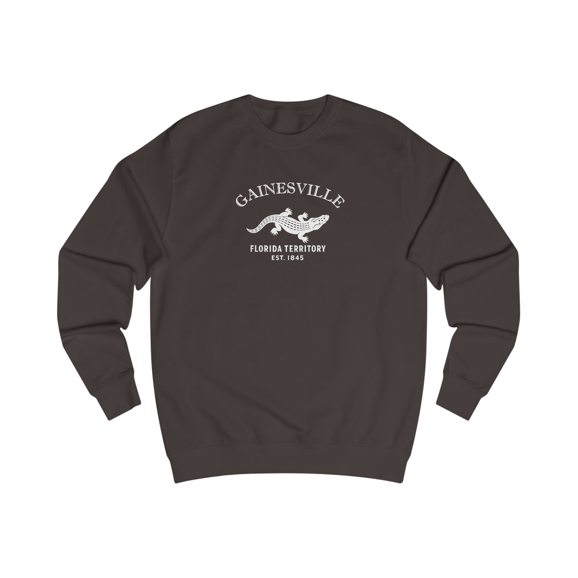 Gainesville Florida Vintage Retro Premium Crewneck Sweatshirt - White Logo - Bottle Green