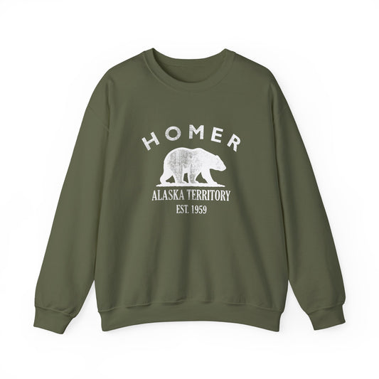 Homer Alaska Vintage Retro Unisex Heavy Crewneck Sweatshirt - White Logo